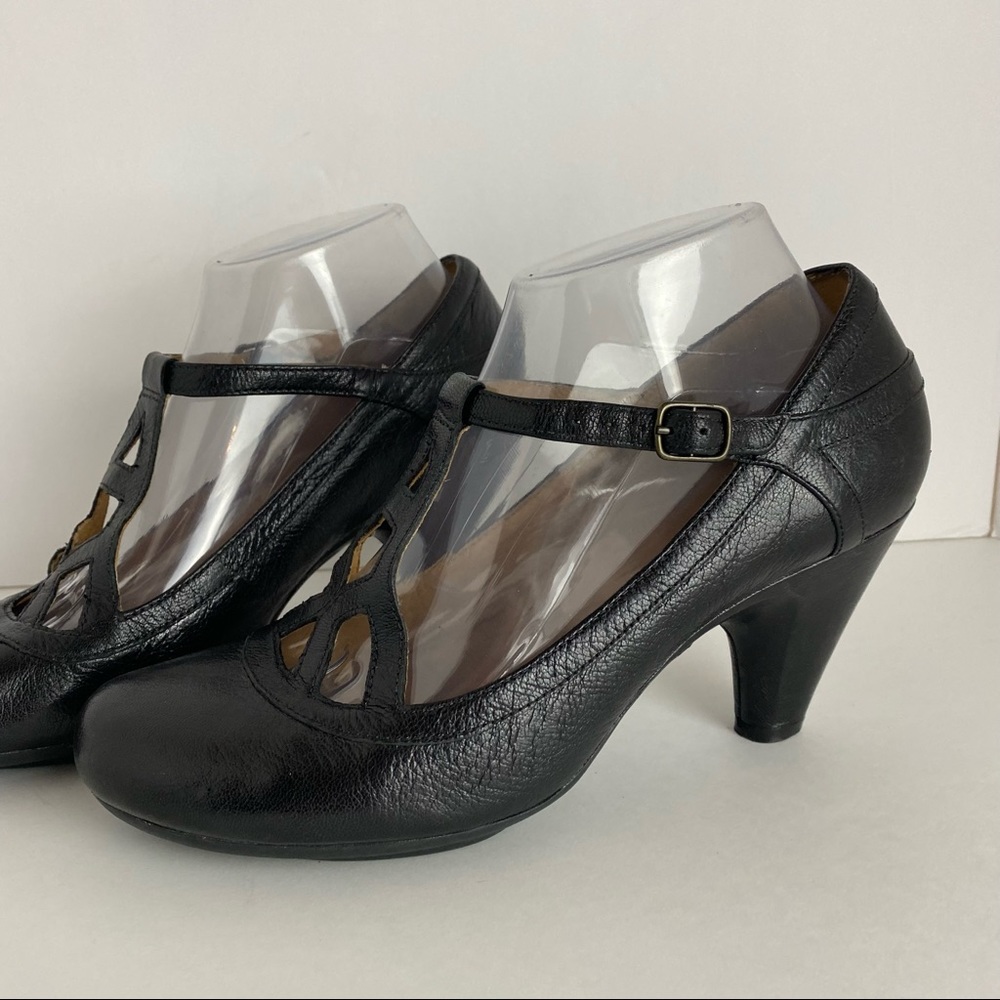 Clarks Leather T Strap Heels